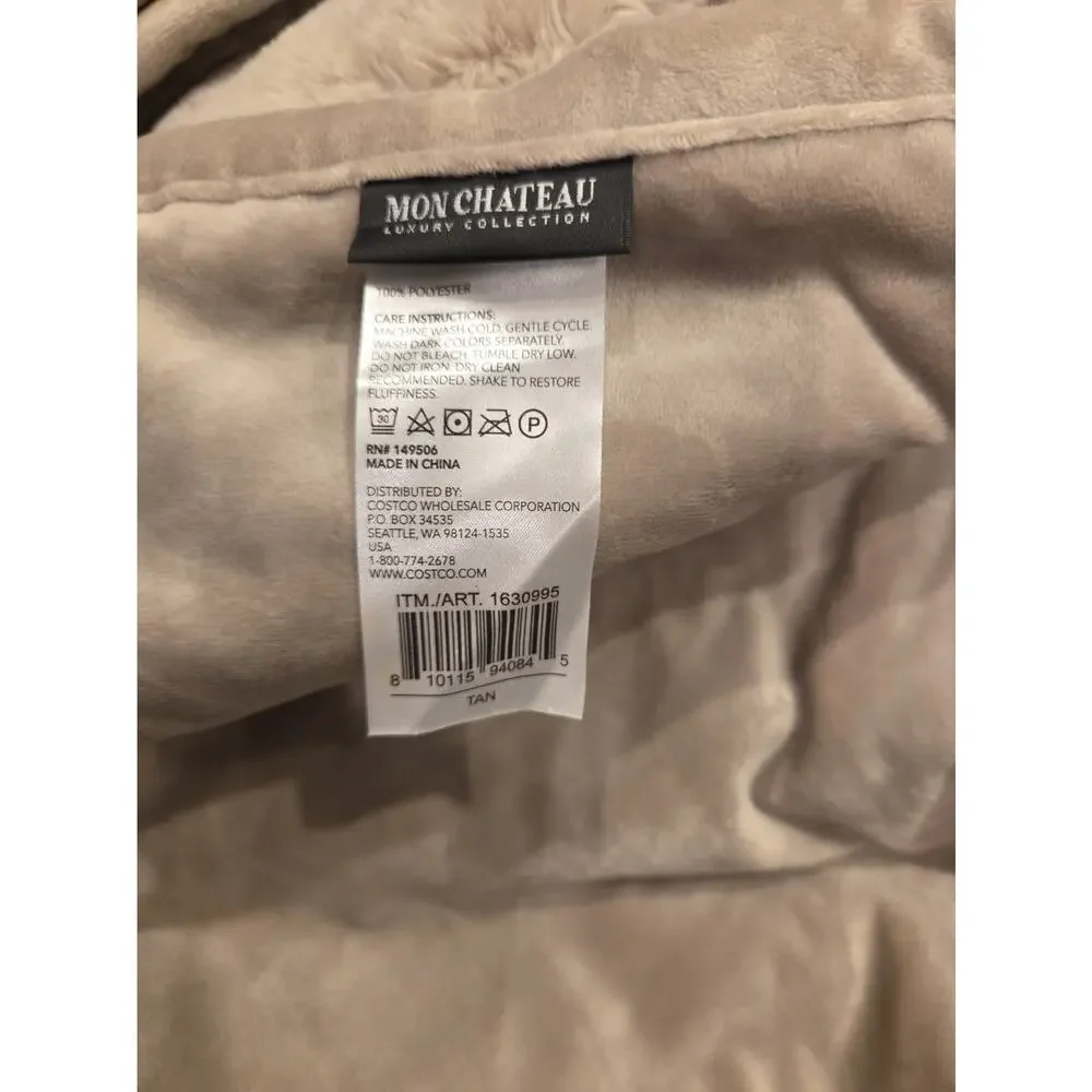 Mon Chateau Luxury Collection Faux Fur Throw Blanket Tan 60 X 70 New